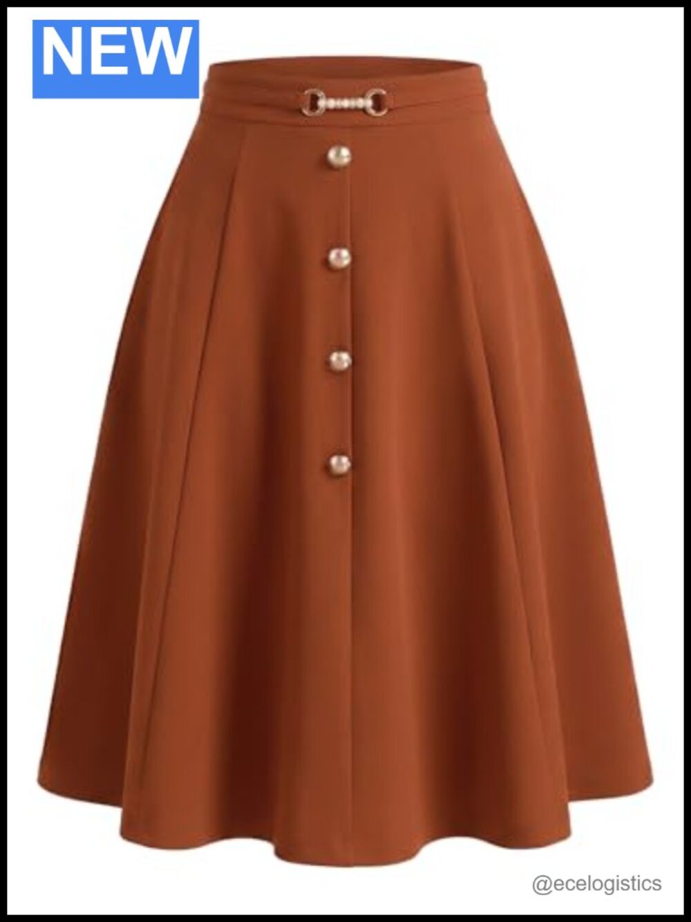 A-Line Midi Pleated Skirt for Women High Waist Flare Business